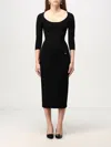 Dolce & Gabbana Long-sleeve Square-neck Midi Dress In Schwarz