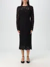 Dolce & Gabbana Midi Dress In Floral Chantilly Lace In Schwarz