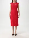 Dolce & Gabbana Calf-length Sheath Dress In Floral Cordonetto Lace In Burgunderrot