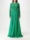 Dolce & Gabbana Cordonetto Lace And Silk Chiffon Gown In Grün
