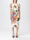 Dolce & Gabbana Floral-print Textured Cotton-blend Midi Dress In Multi