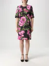 Dolce & Gabbana Black Floral Cotton Dress With Peonies In Peony
