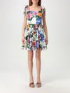 Dolce & Gabbana Floral-print Cotton-blend Poplin Mini Dress In Pink