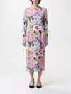 Dolce & Gabbana Silk-blend Floral Print Midi Dress In Pink