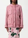 Dolce & Gabbana Rachel Tweed Single-breasted Collarless Jacket In Pink