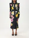 Dolce & Gabbana Calf-length Cady Shirt Dress With Peony And Rose Print In Pink