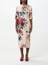 Dolce & Gabbana Women Satin Dress With Iconic Floral Print In Pink