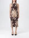 Dolce & Gabbana Rose Cretonne Charmeuse Sleeveless Midi Dress In Red