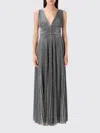 Dolce & Gabbana Long Pleated Dress With Micro-sequin Embellishment In Gray