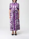 Dolce & Gabbana Poplin Shirt Dress With Maiolica Print In Multi