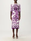 Dolce & Gabbana Maiolica Print Charmeuse Midi Dress In Multi