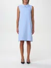 Dolce & Gabbana Light Blue Sleeveless Raschel Tweed Dress With Dg Logo In Violett
