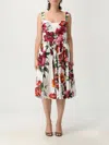 Dolce & Gabbana White Anemoni Print Cotton Midi Dress In Multi