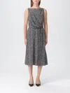 Dolce & Gabbana Heavy Crepe Dress With Chevron Print Dresses Grey In White