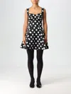 Dolce & Gabbana Black And White Corset Minidress With Polka-dots Print In Cotton Drill Woman In Weiss