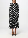 Dolce & Gabbana Polka Dot Print Silk Midi Dress In Weiss