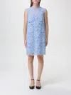 Dolce & Gabbana Light Blue Sleeveless A Line Dress In Floral Dg Lace Woman In Glyzinien