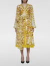 Dolce & Gabbana Majolica Silk Wrap Midi Dress In Gelb