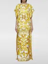 Dolce & Gabbana Maiolica Floral-print Silk-twill Kaftan In Gelb