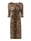 Dolce & Gabbana Leopard-print Calf-length Cady Dress In Estampado Animalier