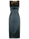 Dolce & Gabbana Acetate Blend Dress With Leopard Print Detail In Blue