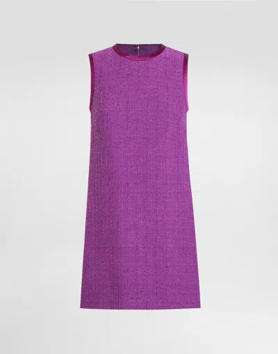 Dolce & Gabbana Tweed Mini Dress In Purple