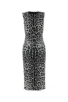 Dolce & Gabbana Leopard Print Sleeveless Midi Dress In Leonerofdogrigio