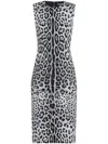 Dolce & Gabbana Leopard Print Sleeveless Midi Dress In Leonerofdogrigio