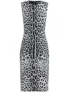 Dolce & Gabbana Leopard Print Sleeveless Midi Dress In Leonerofdogrigio