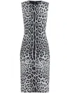 Dolce & Gabbana Leopard Print Sleeveless Midi Dress In Leonerofdogrigio