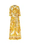 Dolce & Gabbana Majolica Silk Twill Maxi Dress In Mixmaiolicagiallo