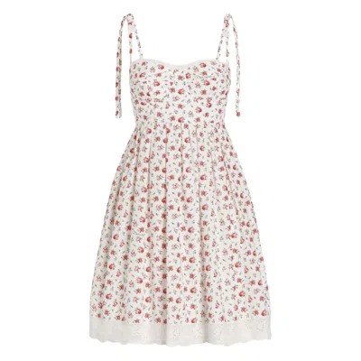 Dolce & Gabbana Lace-trimmed Floral-print Cotton-blend Poplin Bustier Mini Dress In Multi