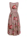 Dolce & Gabbana Abito Midi In Cotone Rosa Con Stampa Fiori Dolce E Gabbana In Pink