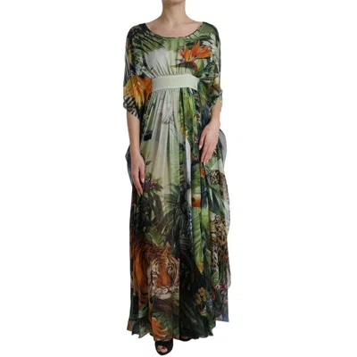 Pre-owned Dolce & Gabbana Dress Multicolor Jungle Print A-line Maxi It36/us2/2xs 3380usd