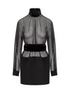 Dolce & Gabbana Black Organza Mini Dress In Nero