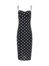 Dolce & Gabbana Polka Dot Print Corset Midi Dress In Nero E Bianco