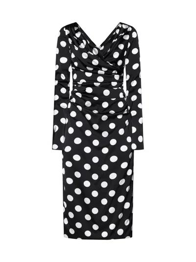 Dolce & Gabbana Satin Midi Dress With Polka-dot Print: In Multi