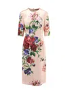 Dolce & Gabbana Floral Print Dress With Three-quarter Sleeves In Multi