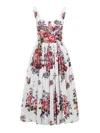 Dolce & Gabbana Women White Dress With All-over Floral Print In Cotton Woman In White