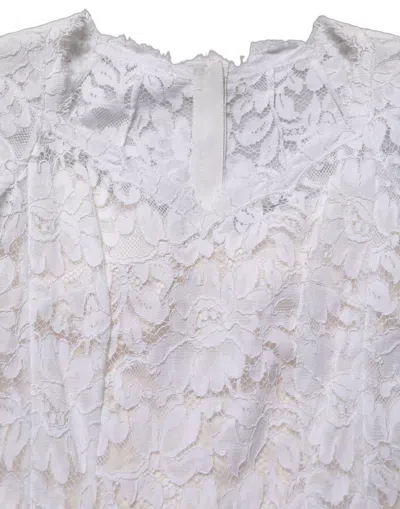Dolce & Gabbana Floral Lace Gown In White