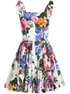 Dolce & Gabbana Floral-print Cotton-blend Poplin Mini Dress In Multicolour