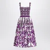 Dolce & Gabbana Women Cotton Midi Dress With Maiolica Print In Purple