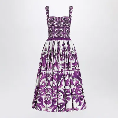 DOLCE & GABBANA DOLCE & GABBANA DRESS WITH MAJOLICA PRINT IN POPLIN