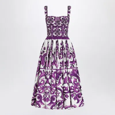 DOLCE & GABBANA DOLCE & GABBANA DRESS WITH MAJOLICA PRINT IN POPLIN