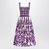 Dolce & Gabbana Dress With Purple Majolica Print In Cotton Poplin In Purple