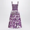 Dolce & Gabbana Dress With Purple Majolica Print In Cotton Poplin In Purple
