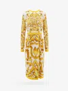 Dolce & Gabbana Majolica Silk-blend Charmeuse Midi Dress In Yellow