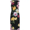 Dolce & Gabbana Longuette Dress With Floral Print Dresses Multicolor