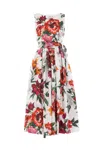 Dolce & Gabbana Sleeveless Dress In Cotton Poplin Flower Print In Animal Print