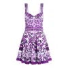 Dolce & Gabbana Violet Dress With Thin Straps And All-over Floral Motif In Cotton Blend Woman In Purple